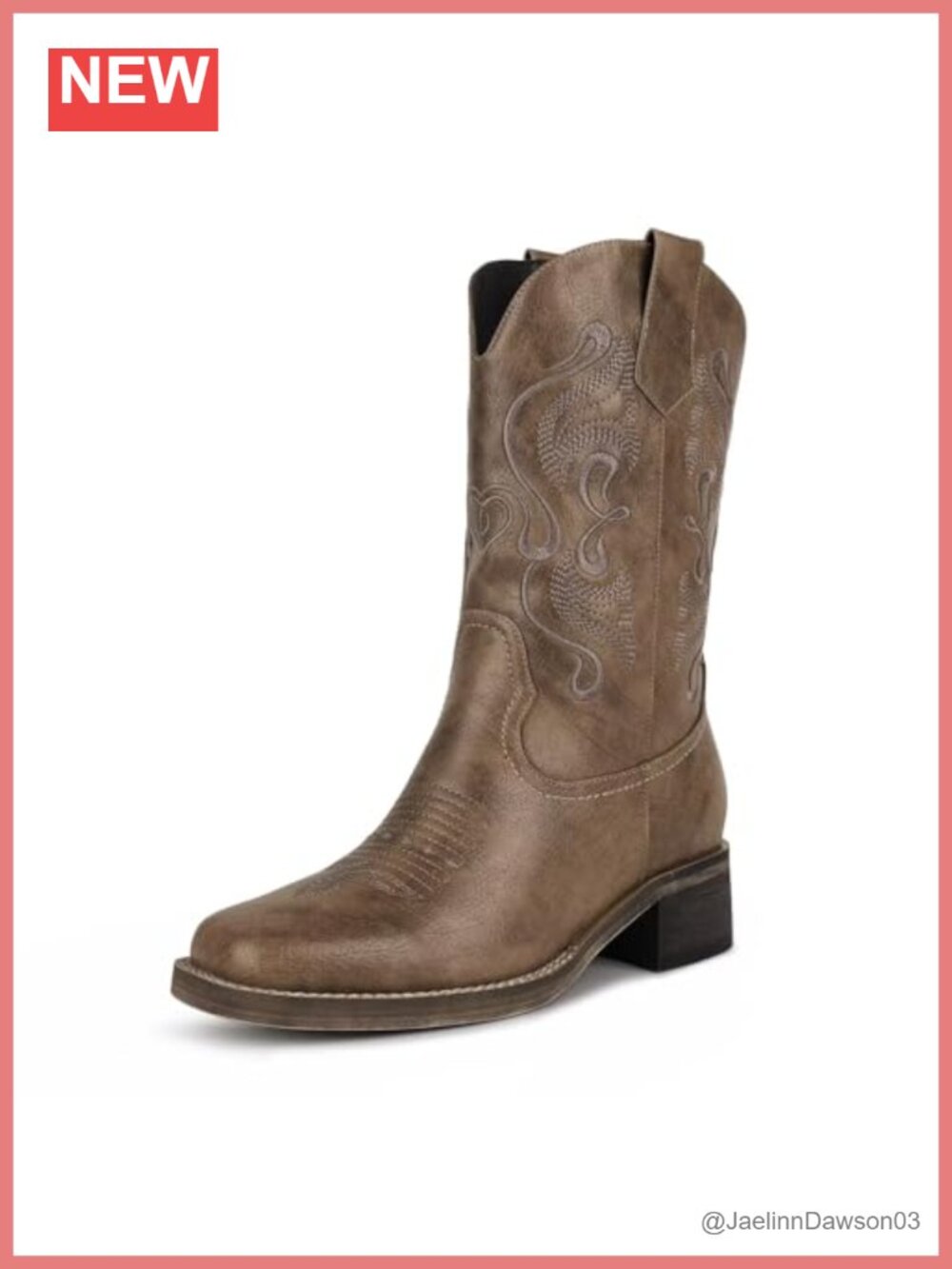 Women's Cowboy Boots Pointed Toe Chunky Heel Western Boots Faux Leather